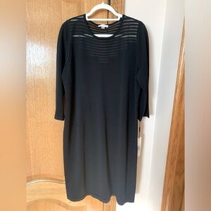 Calvin Klein body con black sweater dress with lace chest detailing